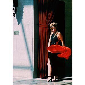 Vintage Red Golden Polka Dots Plisse Scarf Accessories